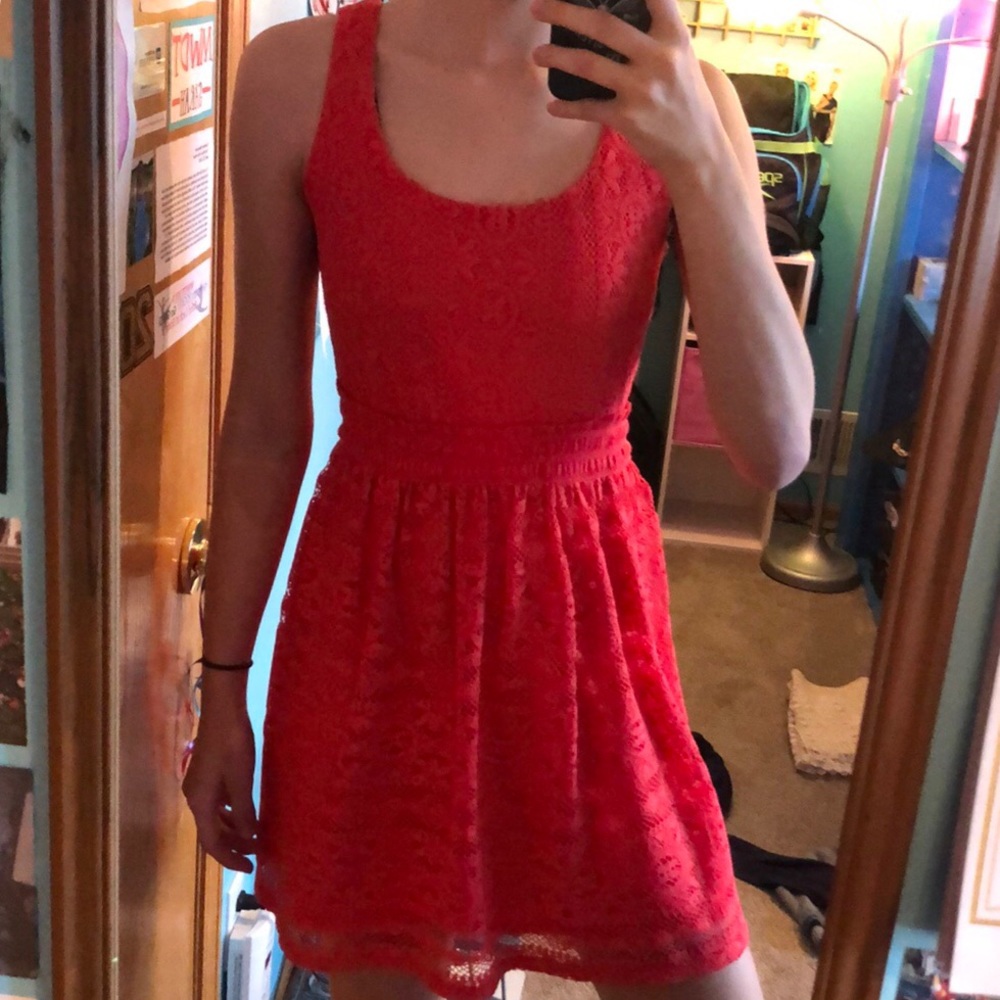 Lily Star Bright Red Lace Skater Dress - Picture 3 of 8